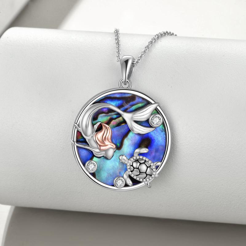 925 Sterling Silver Mermaid Sea Turtle Necklace Pendant for Girls Daughter Women