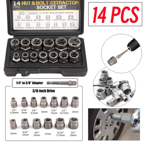 14pcs Double Headed Bolt Impact Sleeve