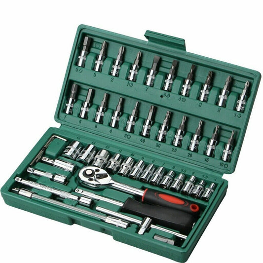 52pc Metric Socket Set Ratchet Torx Wrench Kit 1-4 Drive Repair Tool With Case